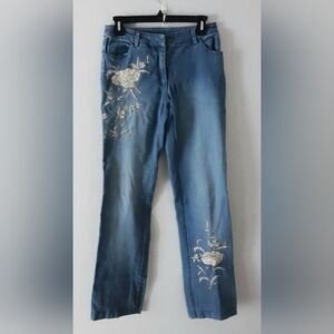 Cache Embroidered Straight Leg Jeans